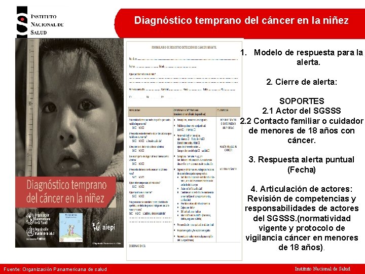 Diagnóstico temprano del cáncer en la niñez 1. Modelo de respuesta para la alerta.