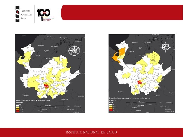 Distribución de la procedencia de loscasos de cáncer de mama y cuello uterino. Antioquia,