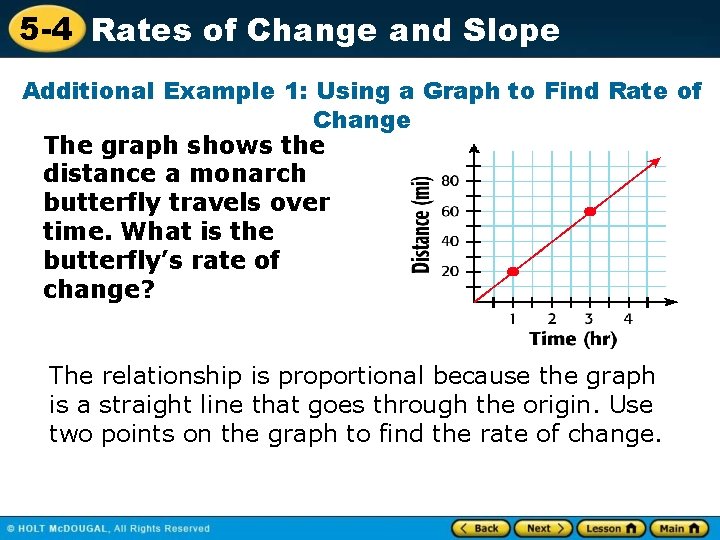 5 -4 Rates of Change and Slope Additional Example 1: Using a Graph to