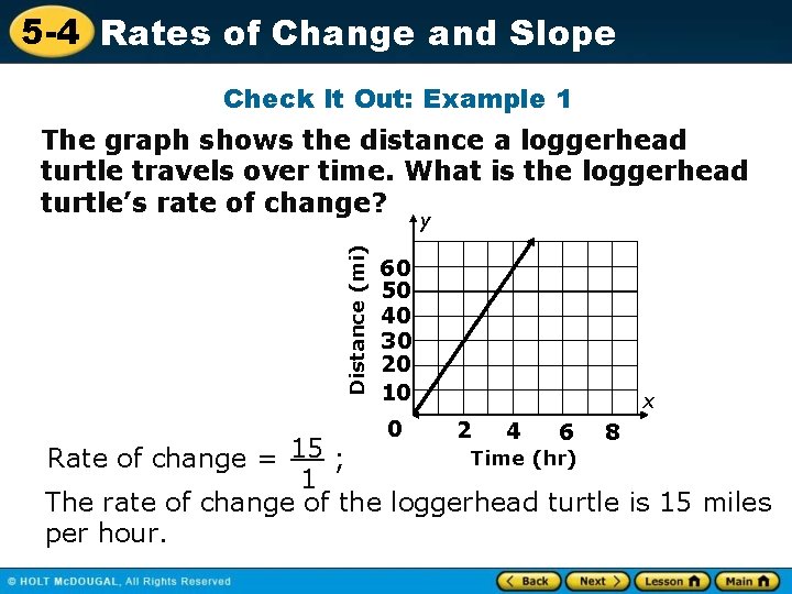 5 -4 Rates of Change and Slope Check It Out: Example 1 The graph