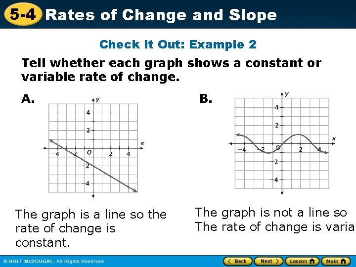 5 -4 Rates of Change and Slope Check It Out: Example 2 Tell whether