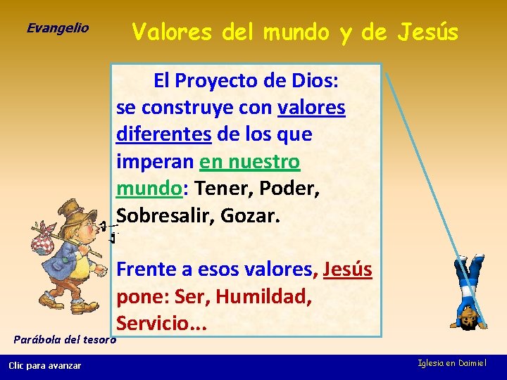 Valores del mundo y de Jesús Evangelio El Proyecto de Dios: se construye con