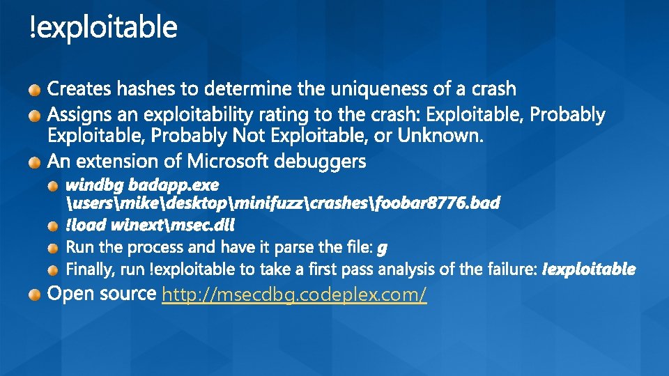 http: //msecdbg. codeplex. com/ 