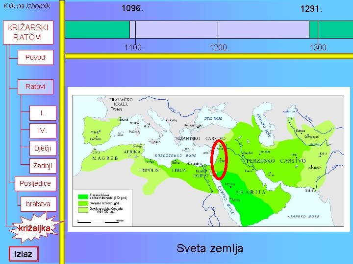 Klik na izbornik 1096. 1291. KRIŽARSKI RATOVI 1100. 1200. Povod Ratovi I. IV. Dječji