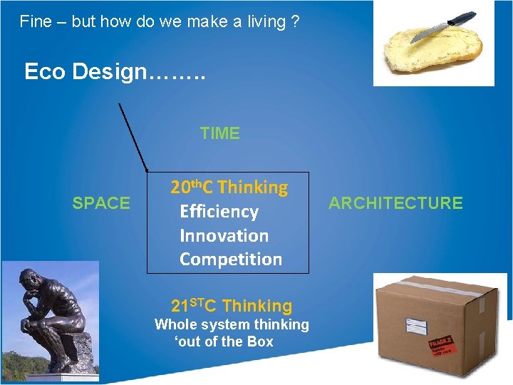 Fine – but how do we make a living ? Eco Design……. . TIME