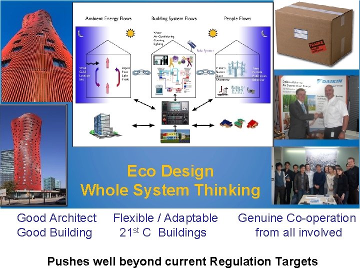 Eco Design Whole System Thinking Good Architect Flexible / Adaptable Genuine Co-operation Good Building