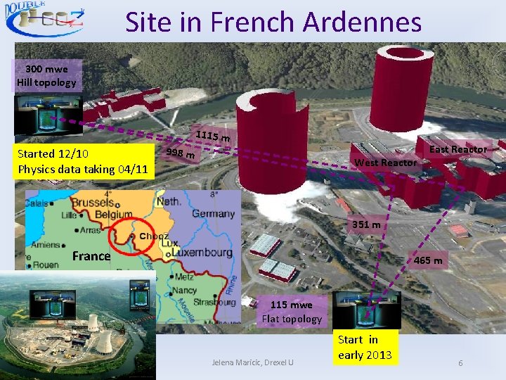 Site in French Ardennes 300 mwe Hill topology 1115 m Started 12/10 Physics data