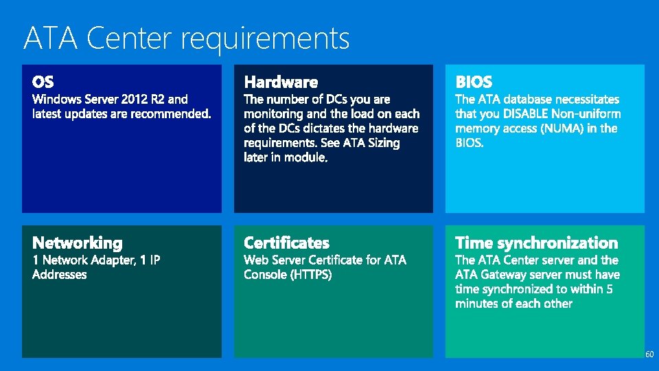 ATA Center requirements 60 