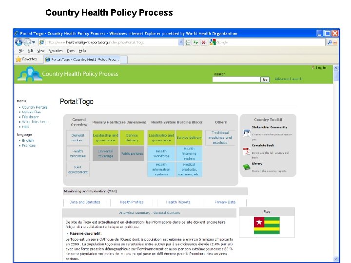 Country Health Policy Process 