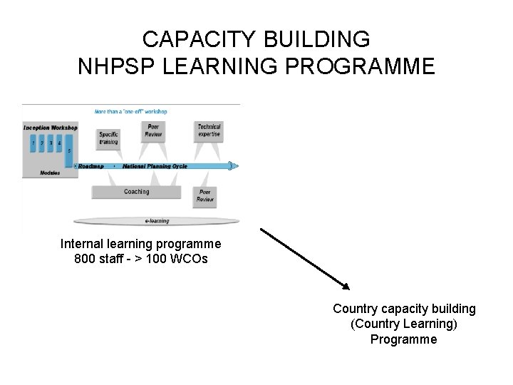 CAPACITY BUILDING NHPSP LEARNING PROGRAMME Internal learning programme 800 staff - > 100 WCOs