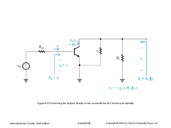 Figure 6. 51 Performing the analysis directly on the circuit with the BJT model Figure 6. 51 Performing the analysis directly on the circuit with the BJT model