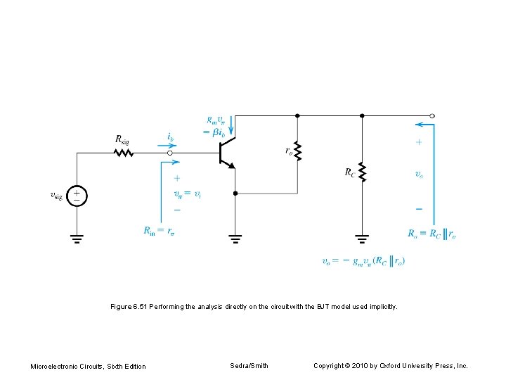 Figure 6. 51 Performing the analysis directly on the circuit with the BJT model