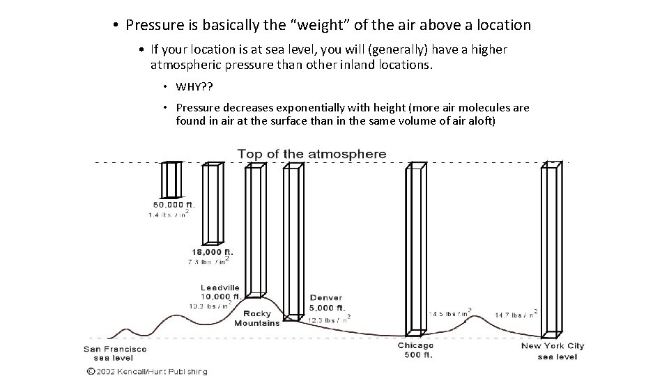  • Pressure is basically the “weight” of the air above a location •