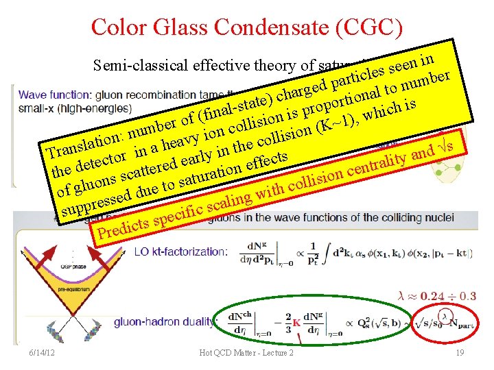 Color Glass Condensate (CGC) in n Semi-classical effective theory of saturation e e s