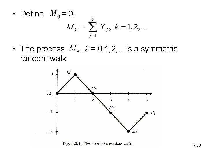  • Define = 0, • The process random walk , k = 0,