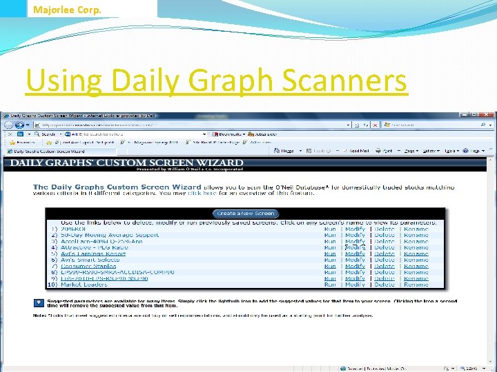 Majorlee Corp. Using Daily Graph Scanners 