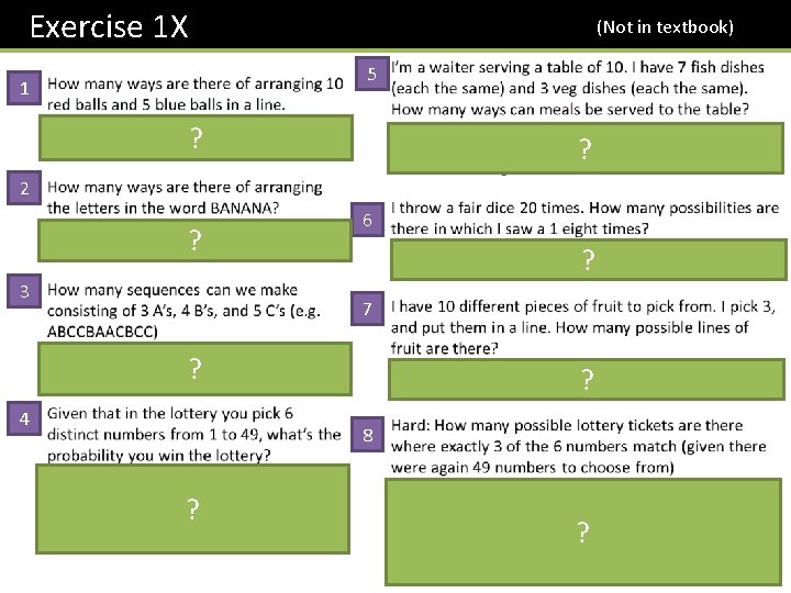 Exercise 1 X (Not in textbook) 5 1 ? ? 2 ? 3 6