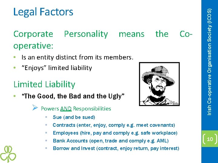 Corporate operative: Personality means the • Is an entity distinct from its members. •