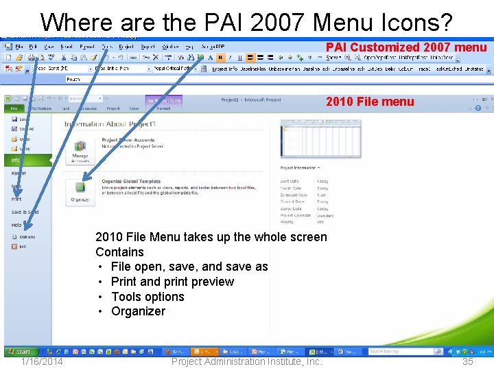 Where are the PAI 2007 Menu Icons? PAI Customized 2007 menu 2010 File Menu