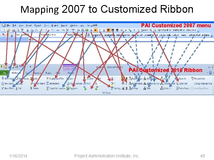 Mapping 2007 to Customized Ribbon PAI Customized 2007 menu PAI Customized 2010 Ribbon 1/16/2014