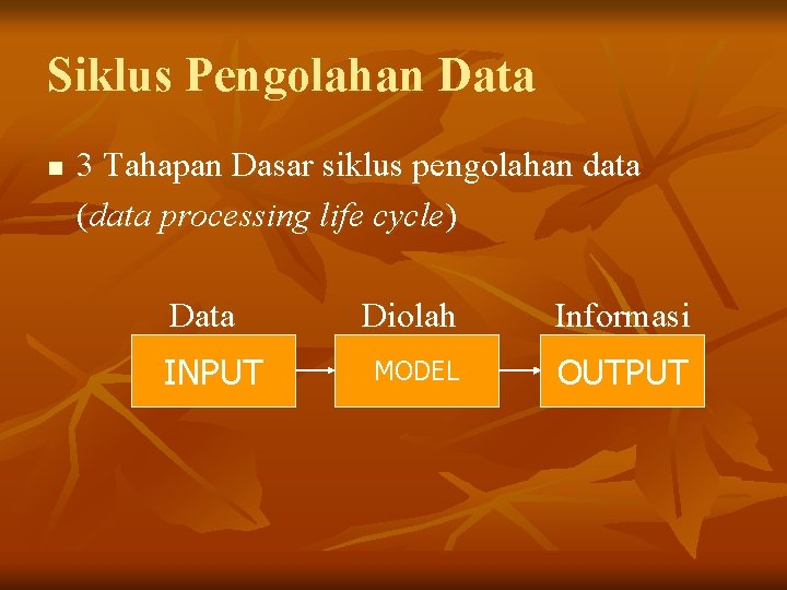 Siklus Pengolahan Data n 3 Tahapan Dasar siklus pengolahan data (data processing life cycle)