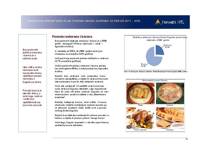 OPERATIVNI MARKETINŠKI PLAN TURIZMA GRADA ZAGREBA ZA PERIOD 2011. - 2016. Ponuda restorana i