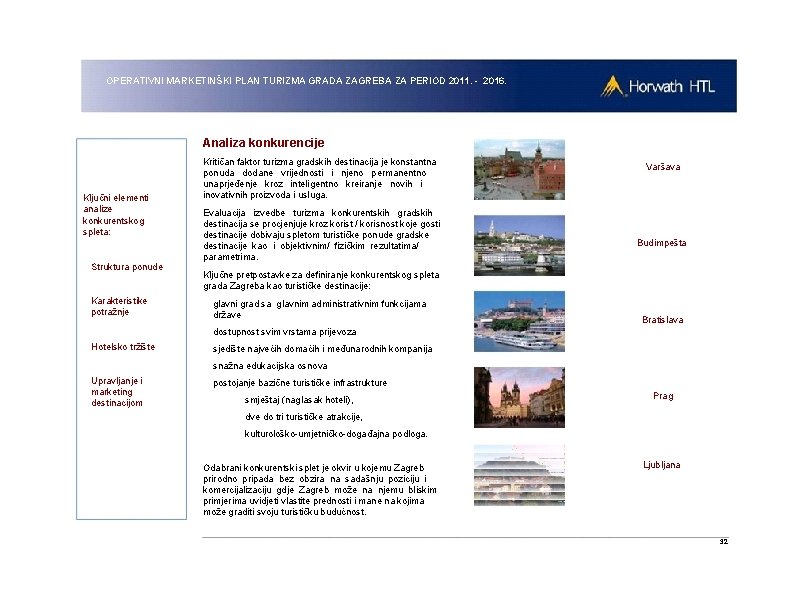 OPERATIVNI MARKETINŠKI PLAN TURIZMA GRADA ZAGREBA ZA PERIOD 2011. - 2016. Analiza konkurencije Ključni