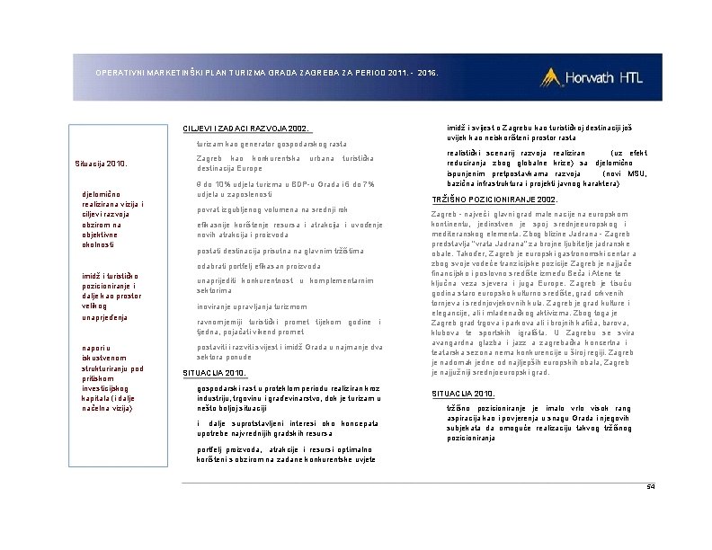 OPERATIVNI MARKETINŠKI PLAN TURIZMA GRADA ZAGREBA ZA PERIOD 2011. - 2016. CILJEVI I ZADACI