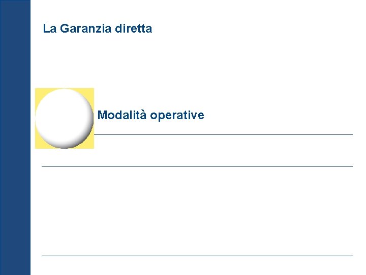 La Garanzia diretta Modalità operative 