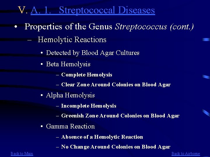 V. A. 1. Streptococcal Diseases • Properties of the Genus Streptococcus (cont. ) –