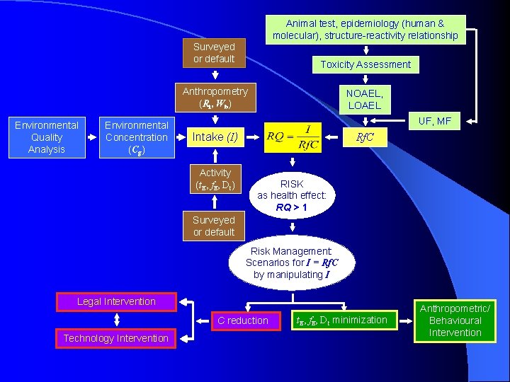 Animal test, epidemiology (human & molecular), structure-reactivity relationship Surveyed or default Toxicity Assessment Anthropometry