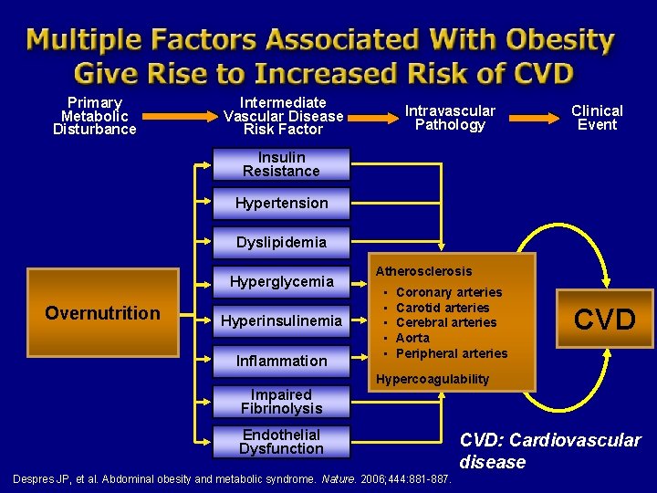 Primary Metabolic Disturbance Intermediate Vascular Disease Risk Factor Intravascular Pathology Clinical Event Insulin Resistance