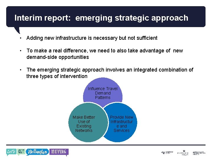 Interim report: emerging strategic approach • Adding new infrastructure is necessary but not sufficient