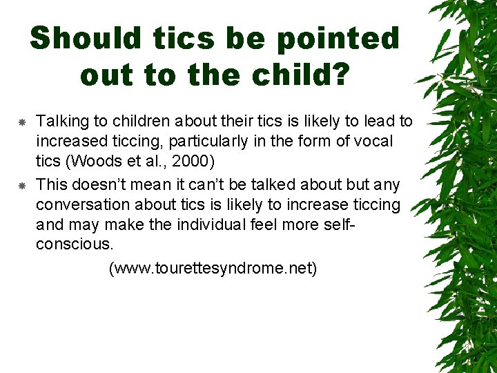 Should tics be pointed out to the child? Talking to children about their tics