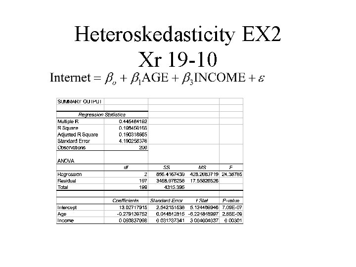 Heteroskedasticity EX 2 Xr 19 -10 