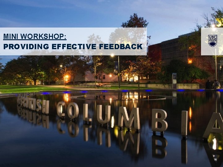 MINI WORKSHOP: PROVIDING EFFECTIVE FEEDBACK 18 