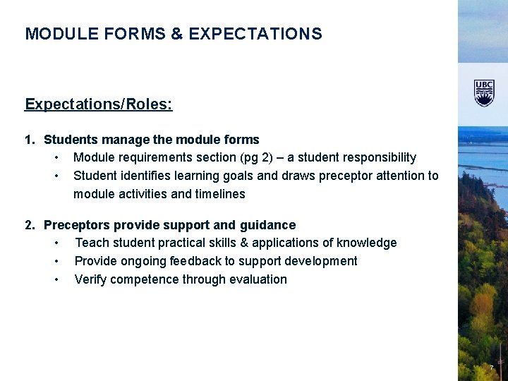  MODULE FORMS & EXPECTATIONS Expectations/Roles: 1. Students manage the module forms • Module