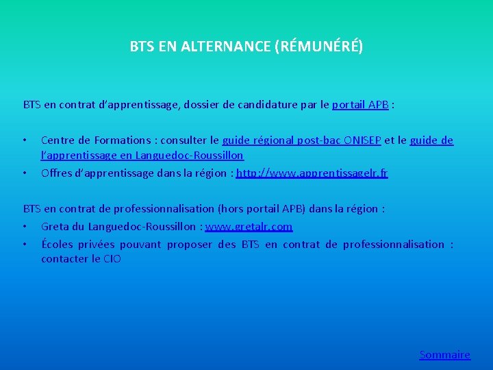 BTS EN ALTERNANCE (RÉMUNÉRÉ) BTS en contrat d’apprentissage, dossier de candidature par le portail