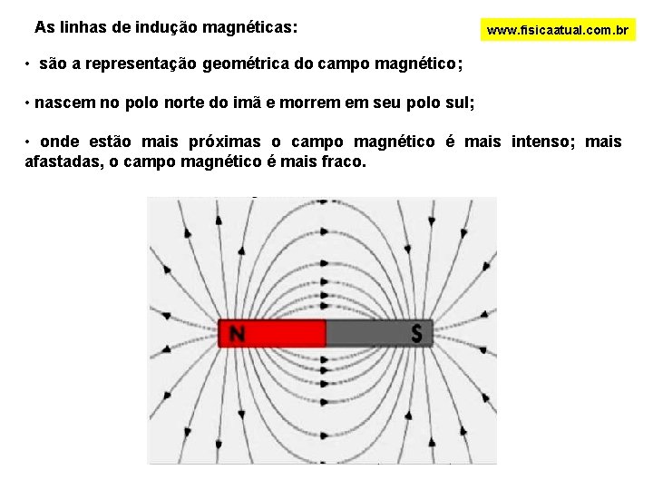 As linhas de indução magnéticas: www. fisicaatual. com. br • são a representação geométrica