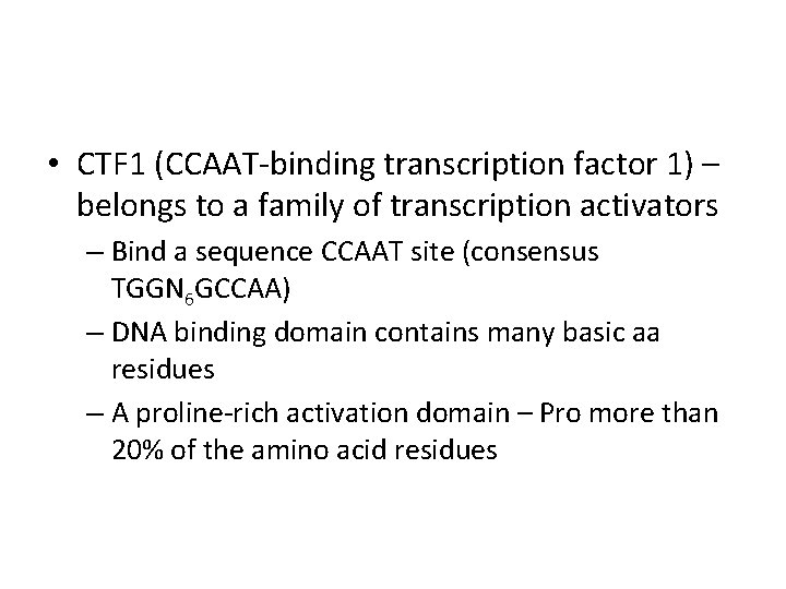  • CTF 1 (CCAAT-binding transcription factor 1) – belongs to a family of