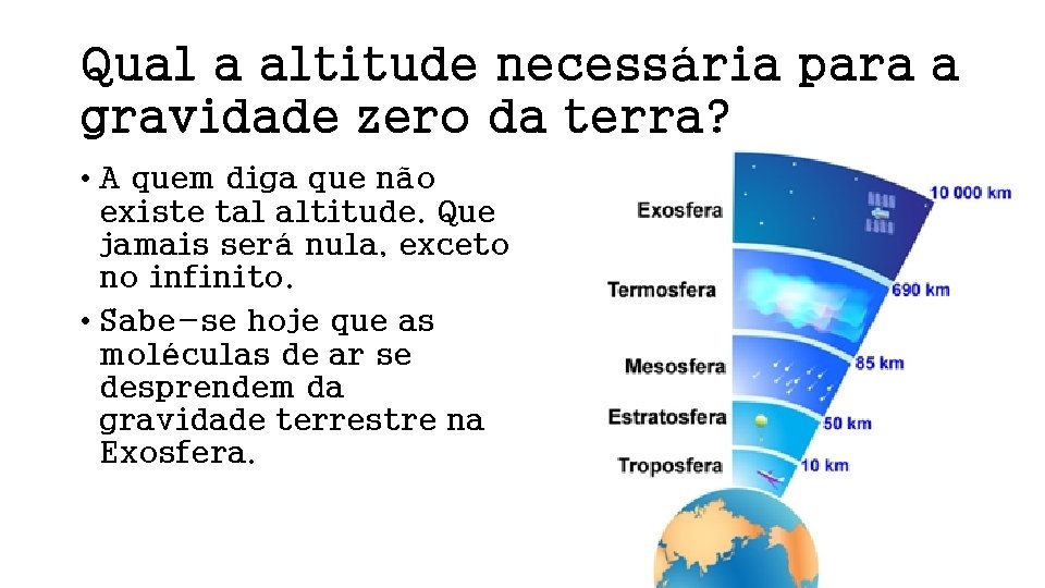 Qual a altitude necessária para a gravidade zero da terra? • A quem diga