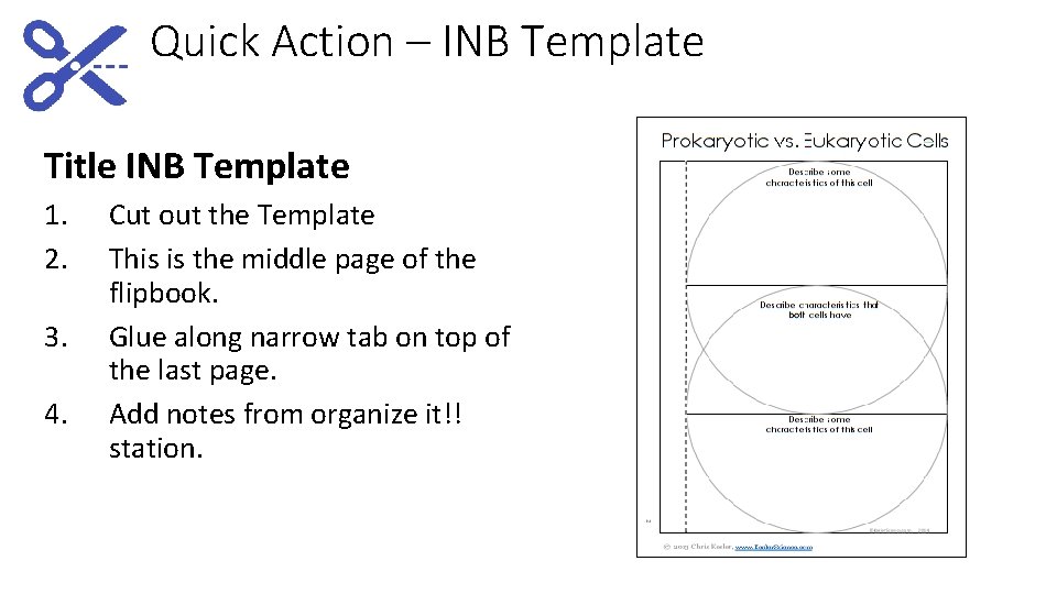 Quick Action – INB Template Title INB Template 1. 2. 3. 4. Cut out