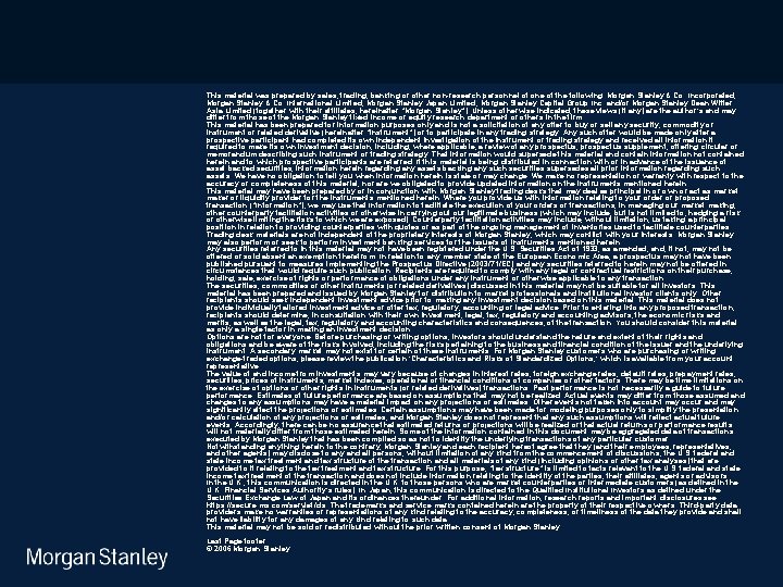 10/31/2020 This material was prepared by sales, trading, banking or other non-research personnel of