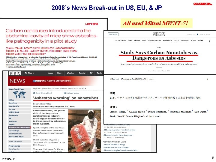 2008’s News Break-out in US, EU, & JP ＣＯＮＦＩＤＥＮＴＩＡＬ All used Mitsui MWNT-7! 2020/9/15