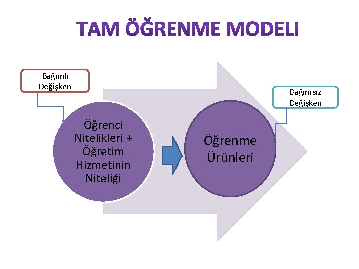 Bağımlı Değişken Bağımsız Değişken Öğrenci Nitelikleri + Öğretim Hizmetinin Niteliği Öğrenme Ürünleri 