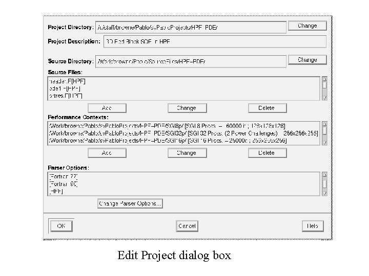 Edit Project dialog box 