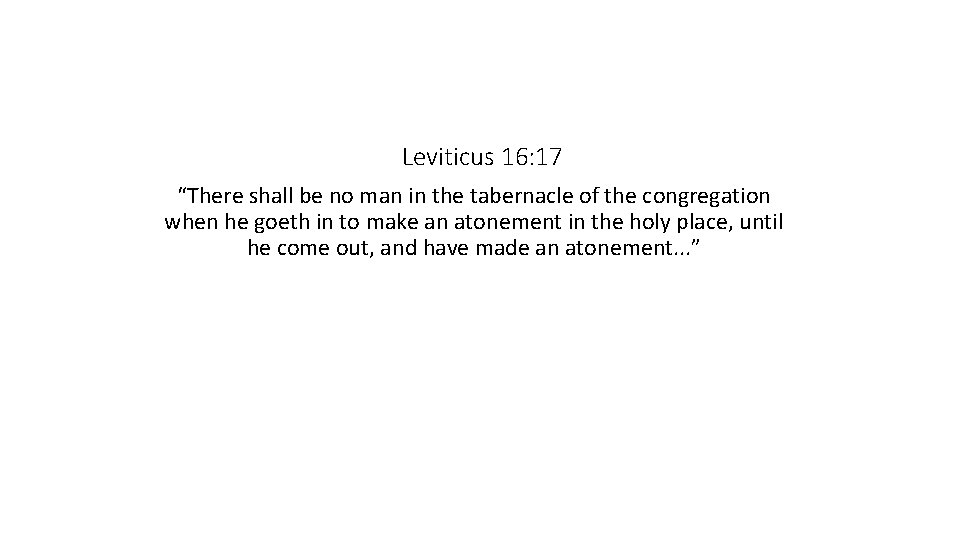 Leviticus 16: 17 “There shall be no man in the tabernacle of the congregation