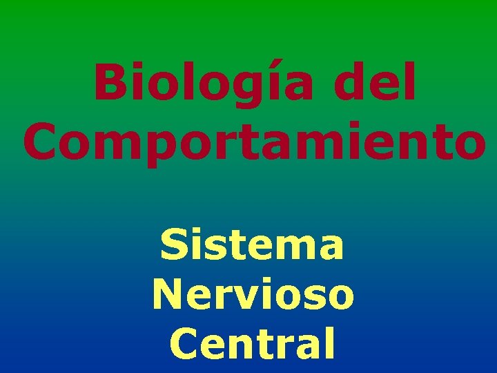 Biología del Comportamiento Sistema Nervioso Central 
