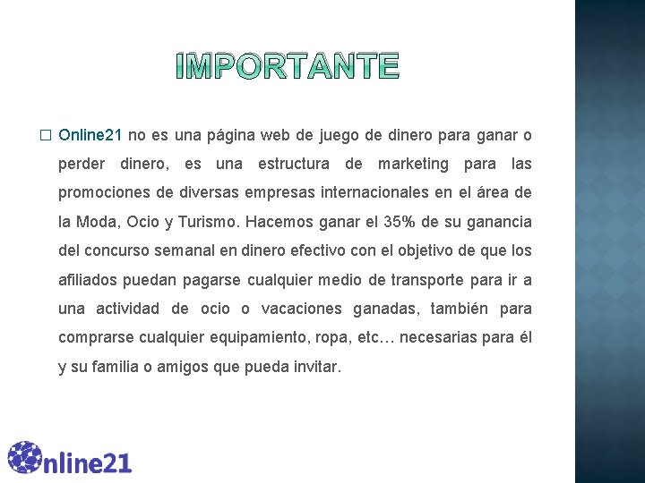 IMPORTANTE � Online 21 no es una página web de juego de dinero para IMPORTANTE � Online 21 no es una página web de juego de dinero para
