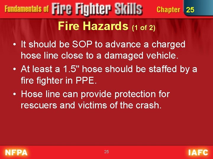 25 Fire Hazards (1 of 2) • It should be SOP to advance a